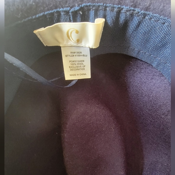 Charming Charlie Navy blue fedora hat with silver sparkling band - Picture 3 of 3